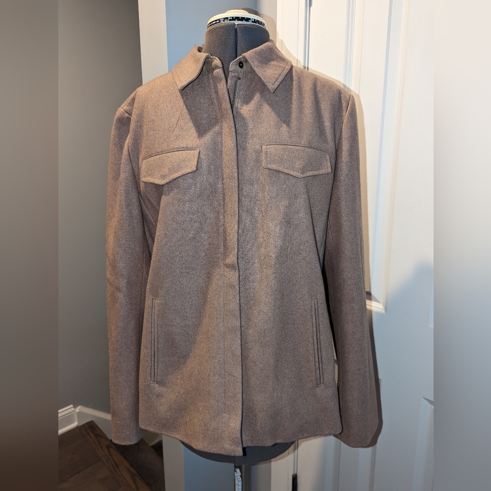 J Crew wool coat, size L, tan